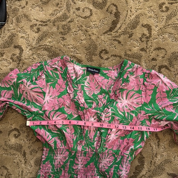 Floral Pink and Green Maxi Dress - Picture 2 of 5